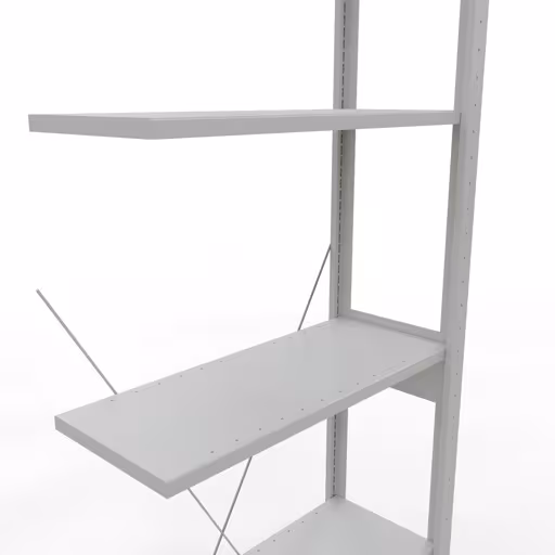 Anbauregal, Fachbodenregal Stecksystem MULTIplus150, 2500 x 750 x 300 mm (HxBxT), 6 Fachböden, Kreuzstrebe, RAL 7035 lichtgrau von Schulte Lagertechnik aus der Kategorie Stecksystem