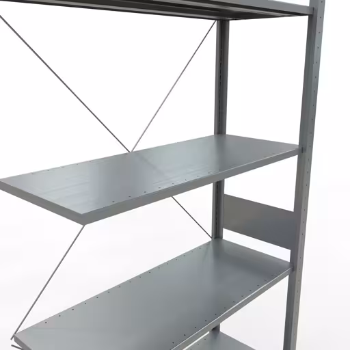 Abbildung Nr 12 des Artikels Anbauregal, Fachbodenregal Stecksystem MULTIplus85, 3000 x 1000 x 400 mm (HxBxT), 7 Fachböden, Kreuzstrebe, verzinkt aus der Produktgruppe Stecksystem von der Marke Schulte Lagertechnik