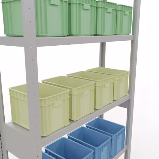 Grundregal, Fachbodenregal Stecksystem MULTIplus250, 2500 x 1000 x 300 mm (HxBxT), 6 Fachböden, Längenriegel, RAL 7035 lichtgrau von Schulte Lagertechnik aus der Kategorie Stecksystem