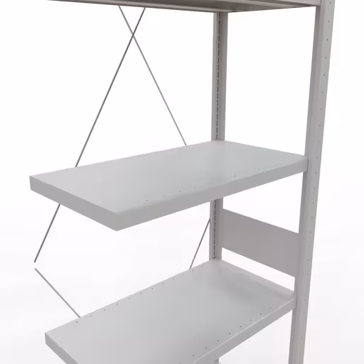 Anbauregal, Fachbodenregal Stecksystem MULTIplus250, 3000 x 750 x 400 mm (HxBxT), 7 Fachböden, Kreuzstrebe, RAL 7035 lichtgrau von Schulte Lagertechnik aus der Kategorie Stecksystem