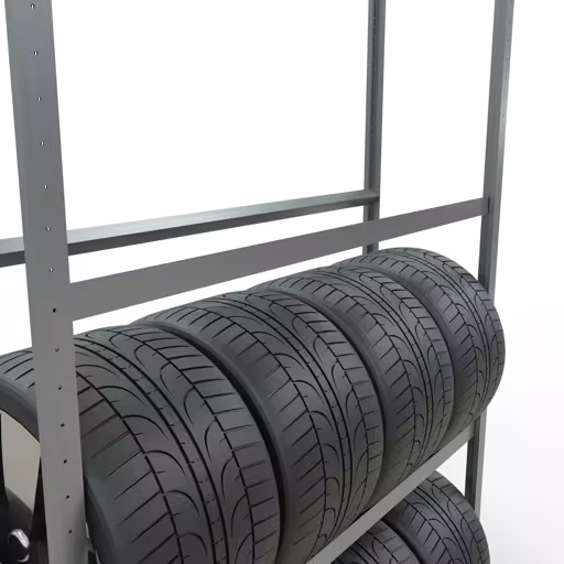 Abbildung Nr 11 des Artikels Grundregal, Räder-/Reifenregal, 2750 x 1500 x 400 mm (HxBxT), verzinkt, 4 Lagerebenen á 150 kg Fachlast pro Ebene aus der Produktgruppe Fachbodenregale von der Marke Schulte Lagertechnik
