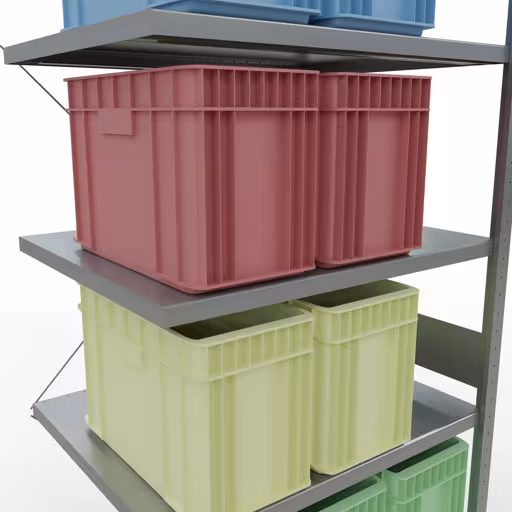 Produktbild Nr.11 des Artikels Anbauregal, Fachbodenregal Stecksystem MULTIplus250, 3000 x 1000 x 800 mm (HxBxT), 7 Fachböden, Kreuzstrebe, verzinkt aus der Produktreihe Stecksystem von der Marke Schulte Lagertechnik