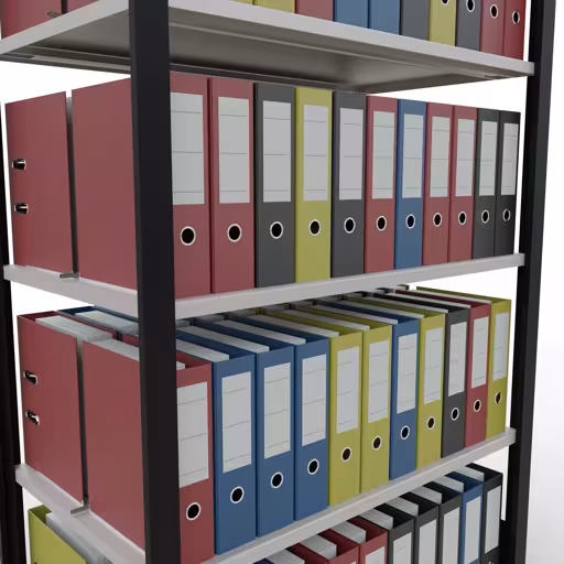 Produktbild Nr 12 des Artikels Grundregal, Büro-Fachbodenregal Stecksystem MULTIplus150, 1800 x 1000 x 600 mm (HxBxT), 5 Fachböden, Längenriegel, mit Mittelanschlag, schwarz/lichtgrau Abbildung Nr 12 des Artikels Grundregal, Büro-Fachbodenregal Stecksystem MULTIplus150, 1800 x 1000 x 600 mm (HxBxT), 5 Fachböden, Längenriegel, mit Mittelanschlag, schwarz/lichtgrau aus der Produktgruppe Büroregale von der Marke Schulte Lagertechnik