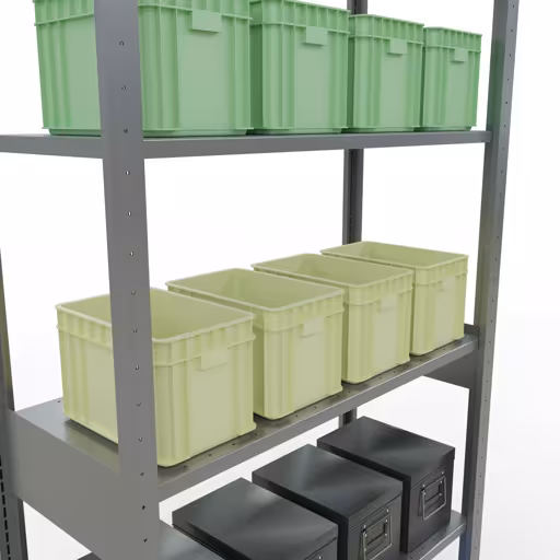 Abbildung Nr 15 des Artikels Grundregal, Fachbodenregal Stecksystem MULTIplus85, 2500 x 1000 x 400 mm (HxBxT), 6 Fachböden, Längenriegel, verzinkt aus der Produktgruppe Stecksystem von der Marke Schulte Lagertechnik