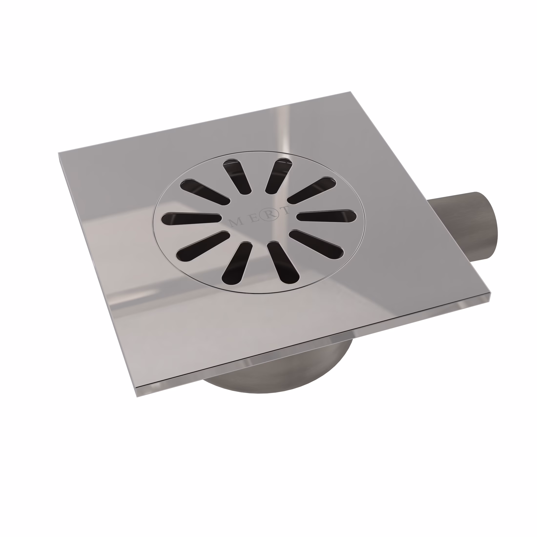Ohne Text 5280891485484468010 MERT Bodenablauf HK-SERIE komplett aus Edelstahl mit Rost, 100x100 mm, senkrecht
