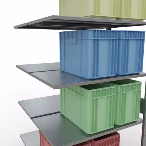 Abbildung Nr 13 des Artikels Anbauregal, Doppelregal, Fachbodenregal Stecksystem MULTIplus150, 3000 x 1000 x (2x600) mm (HxBxT), 2x7 Fachböden, Längenriegel, verzinkt aus der Produktgruppe Fachbodenregale von der Marke Schulte Lagertechnik