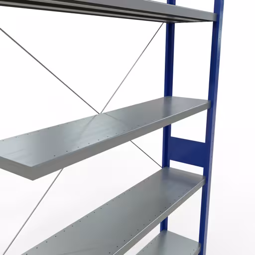 Abbildung Nr 15 des Artikels Anbauregal, Fachbodenregal Stecksystem MULTIplus250, 3000 x 1300 x 300 mm (HxBxT), 7 Fachböden, Kreuzstrebe, RAL 5010 enzianblau/verzinkt aus der Produktgruppe Stecksystem von der Marke Schulte Lagertechnik