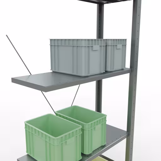 Produktbild Nr.14 des Artikels Anbauregal, Fachbodenregal Stecksystem MULTIplus150, 2000 x 750 x 300 mm (HxBxT), 5 Fachböden, Kreuzstrebe, verzinkt aus der Produktreihe Stecksystem von der Marke Schulte Lagertechnik