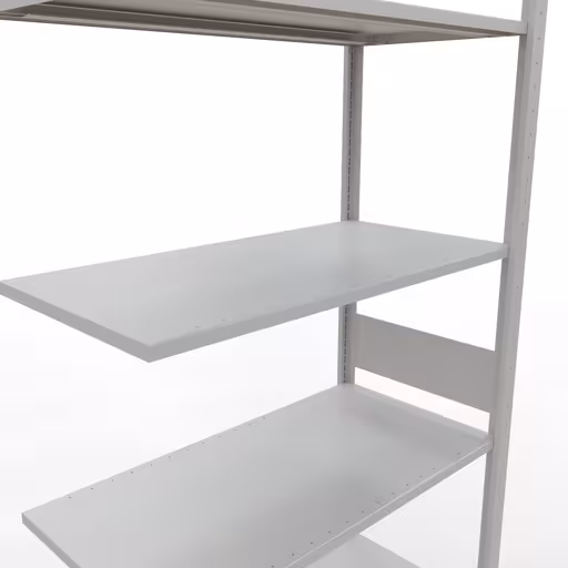 Produktbild Nr.6 des Artikels Anbauregal, Fachbodenregal Stecksystem MULTIplus150, 3000 x 1000 x 500 mm (HxBxT), 7 Fachböden, Längenriegel, RAL 7035 lichtgrau aus der Produktreihe Stecksystem von der Marke Schulte Lagertechnik