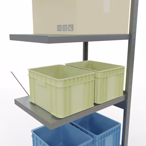 Abbildung Nr 7 des Artikels Anbauregal, Fachbodenregal Stecksystem MULTIplus250, 2500 x 750 x 500 mm (HxBxT), 6 Fachböden, Kreuzstrebe, verzinkt aus der Produktgruppe Stecksystem von der Marke Schulte Lagertechnik