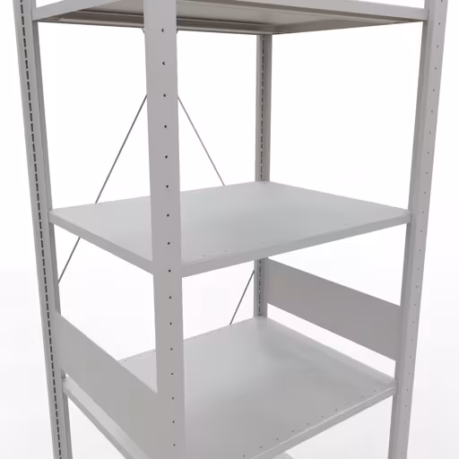 Grundregal, Fachbodenregal Stecksystem MULTIplus150, 3000 x 750 x 600 mm (HxBxT), 7 Fachböden, Kreuzstrebe, RAL 7035 lichtgrau von der Marke Schulte Lagertechnik aus der Produktreihe Stecksystem
