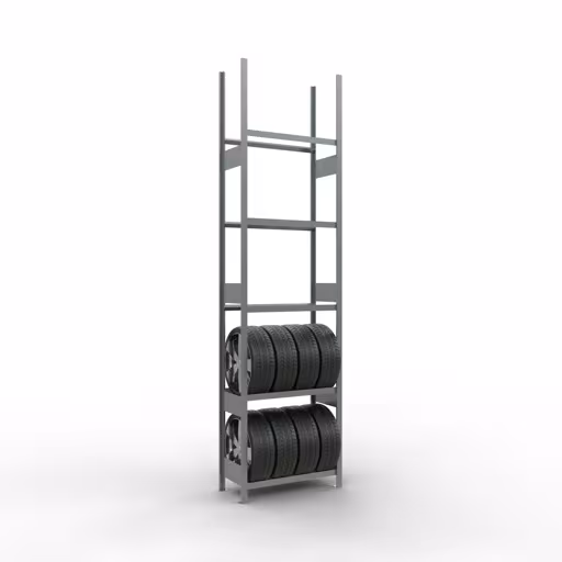 Abbildung Nr 11 des Artikels Grundregal, Räder-/Reifenregal, 3500 x 900 x 400 mm, verzinkt, 5 Lagerebenen á 150 kg Fachlast pro Ebene aus der Produktgruppe Fachbodenregale von der Marke Schulte Lagertechnik