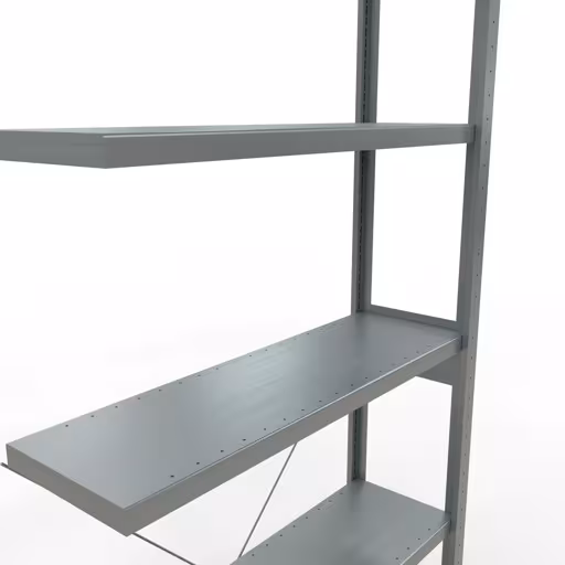 Anbauregal, Fachbodenregal Stecksystem MULTIplus250, 2500 x 1000 x 300 mm (HxBxT), 6 Fachböden, Kreuzstrebe, verzinkt von Schulte Lagertechnik aus der Kategorie Stecksystem