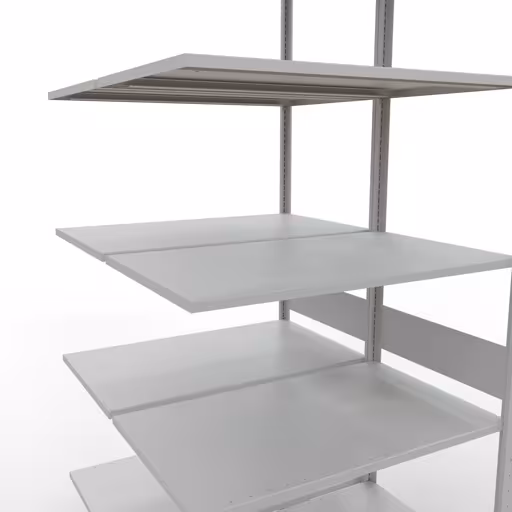 Anbauregal, Doppelregal, Fachbodenregal Stecksystem MULTIplus150, 3000 x 1000 x (2x600) mm (HxBxT), 2x7 Fachböden, Längenriegel, RAL 7035 lichtgrau von der Marke Schulte Lagertechnik aus der Produktreihe Fachbodenregale