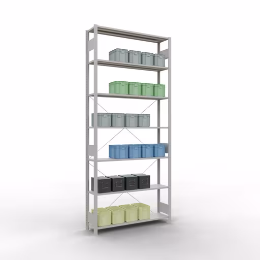 Produktbild Nr.12 des Artikels Stecksystem Grundregal 3000x1300x300 mm, Typ 150 kg, lichtgrau aus der Produktreihe Stecksystem von der Marke Schulte Lagertechnik