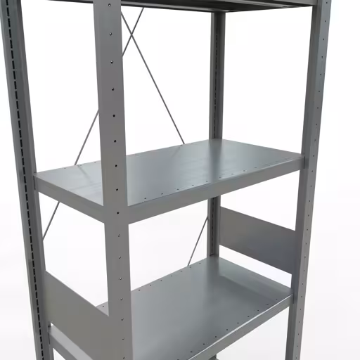 Grundregal, Fachbodenregal Stecksystem MULTIplus250, 3000 x 750 x 400 mm (HxBxT), 7 Fachböden, Kreuzstrebe, verzinkt von Schulte Lagertechnik aus der Kategorie Stecksystem