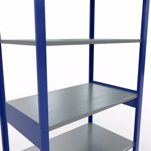 Grundregal, Fachbodenregal Stecksystem MULTIplus85, 2500 x 1000 x 600 mm (HxBxT), 6 Fachböden, Längenriegel, RAL 5010 enzianblau von Schulte Lagertechnik aus der Kategorie Stecksystem