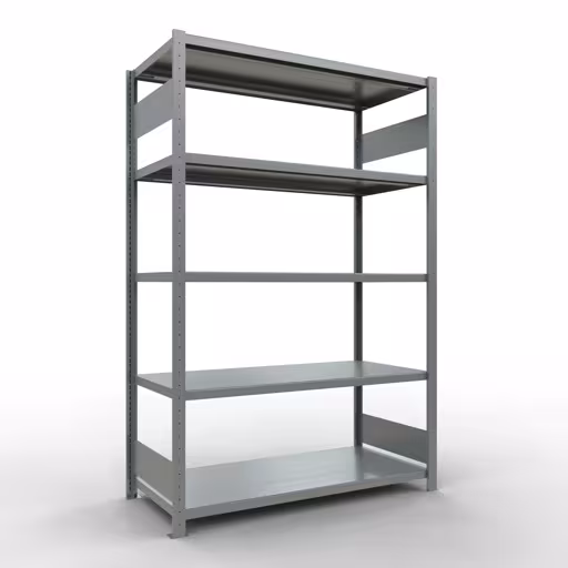 Grundregal, Fachbodenregal Stecksystem MULTIplus250, 2000 x 1300 x 600 mm (HxBxT), 5 Fachböden, Längenriegel, verzinkt aus der Kategorie Grundregal mit der Artikelnummer 12960-130-LR