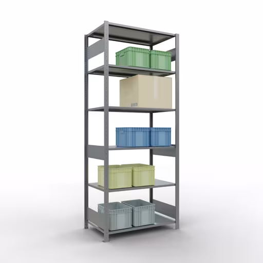 Grundregal, Fachbodenregal Stecksystem MULTIplus150, 2500 x 1000 x 600 mm (HxBxT), 6 Fachböden, Längenriegel, verzinkt aus der Kategorie Grundregal mit der GTIN 4004514280923 Grundregal, Fachbodenregal Stecksystem MULTIplus150, 2500 x 1000 x 600 mm (HxBxT), 6 Fachböden, Längenriegel, verzinkt von der Marke Schulte Lagertechnik aus der Produktreihe Stecksystem