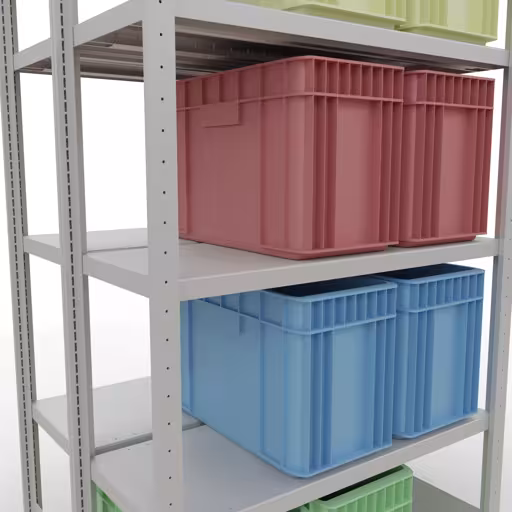 Produktbild Nr.15 des Artikels Grundregal, Doppelregal, Fachbodenregal Stecksystem MULTIplus250, 2000 x 1000 x (2x400) mm (HxBxT), 2x5 Fachböden, Längenriegel, RAL 7035 lichtgrau aus der Produktreihe Fachbodenregale von der Marke Schulte Lagertechnik