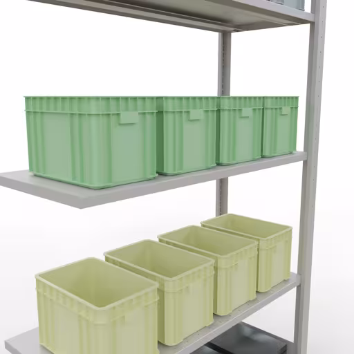 Abbildung Nr 11 des Artikels Anbauregal, Fachbodenregal Stecksystem MULTIplus85, 2000 x 1000 x 400 mm (HxBxT), 5 Fachböden, Längenriegel, RAL 7035 lichtgrau aus der Produktgruppe Stecksystem von der Marke Schulte Lagertechnik