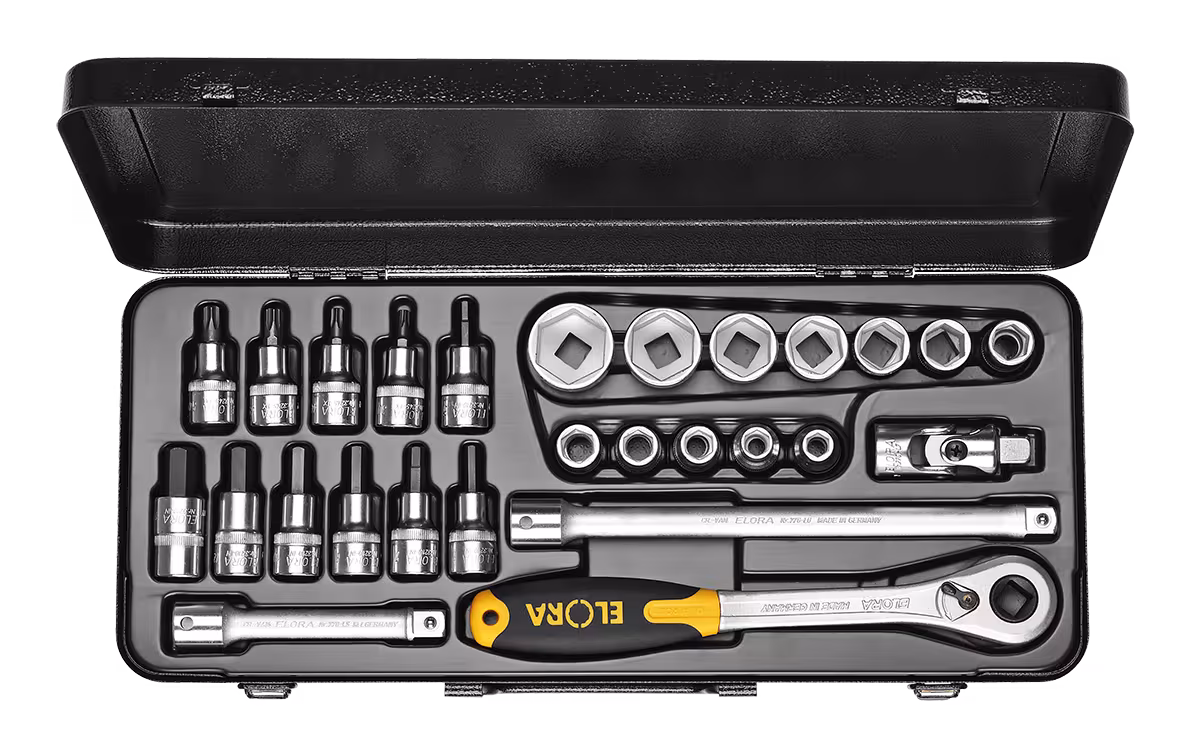 Steckschlüssel-Satz 1/2", 6-kant+in+TORX, 30-teilig 10-50 mm, ELORA-771-LMIT… aus der Kategorie Steckschlüssel-Sortiment 1/2" mit der Artikelnr. 0771510702900