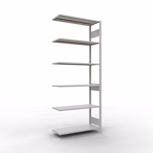 Anbauregal, Fachbodenregal Stecksystem MULTIplus150, 2500 x 1000 x 400 mm (HxBxT), 6 Fachböden, Längenriegel, RAL 7035 lichtgrau aus der Kategorie Anbauregal mit der Artikelnummer 32646-LR