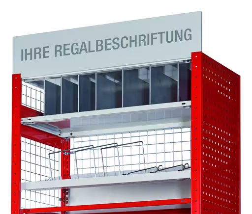 Regalblende zur Regalbeschriftung von Regalzeilen, 1000 x 200 mm, rechts RAL 7035 lichtgrau aus der Kategorie Zubehör mit der Artikelnummer 32559-R