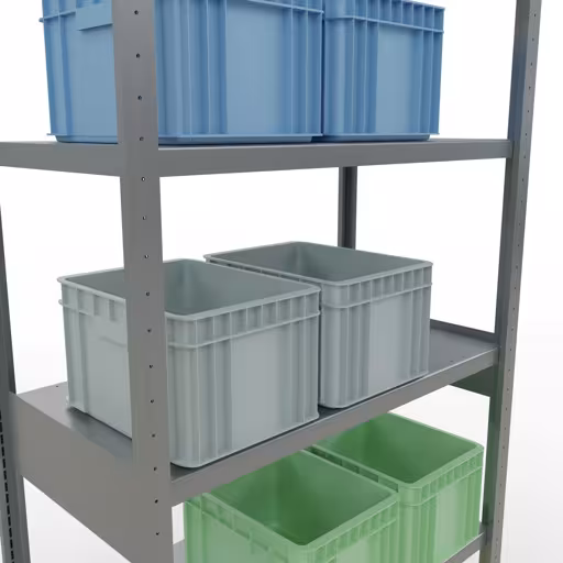 Abbildung Nr 13 des Artikels Grundregal, Fachbodenregal Stecksystem MULTIplus250, 2500 x 1000 x 500 mm (HxBxT), 6 Fachböden, Längenriegel, verzinkt aus der Produktgruppe Stecksystem von der Marke Schulte Lagertechnik