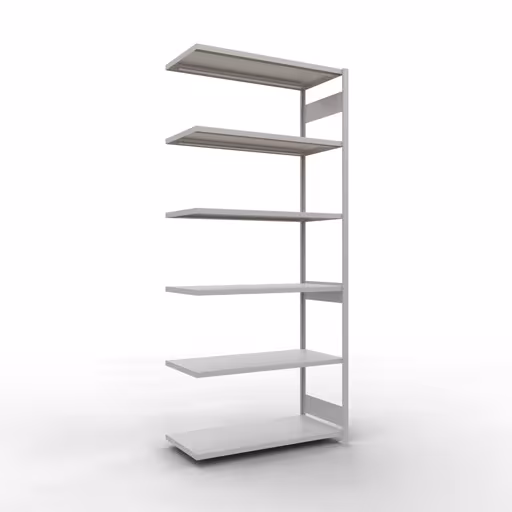Anbauregal, Fachbodenregal Stecksystem MULTIplus250, 3000 x 1300 x 600 mm (HxBxT), 7 Fachböden, Längenriegel, RAL 7035 lichtgrau aus der Kategorie Anbauregal mit der Artikelnummer 32867-130-LR