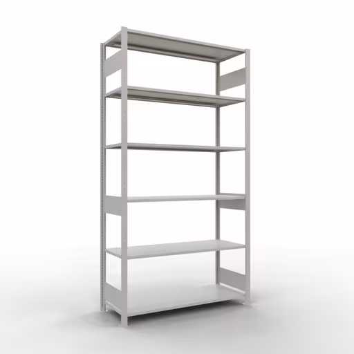 Grundregal, Fachbodenregal Stecksystem MULTIplus150, 2500 x 1300 x 500 mm (HxBxT), 6 Fachböden, Längenriegel, RAL 7035 lichtgrau aus der Kategorie Grundregal mit der Artikelnummer 32651-130-LR