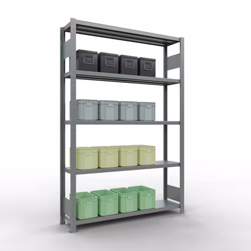 Abbildung Nr 14 des Artikels Grundregal, Fachbodenregal Stecksystem MULTIplus250, 2000 x 1300 x 300 mm (HxBxT), 5 Fachböden, Längenriegel, verzinkt aus der Produktgruppe Stecksystem von der Marke Schulte Lagertechnik