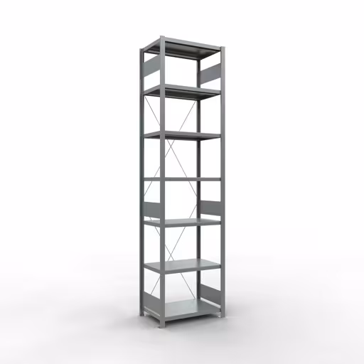 Grundregal, Fachbodenregal Stecksystem MULTIplus250, 3000 x 750 x 500 mm (HxBxT), 7 Fachböden, Kreuzstrebe, verzinkt aus der Kategorie Grundregal mit der Artikelnummer 12952-75