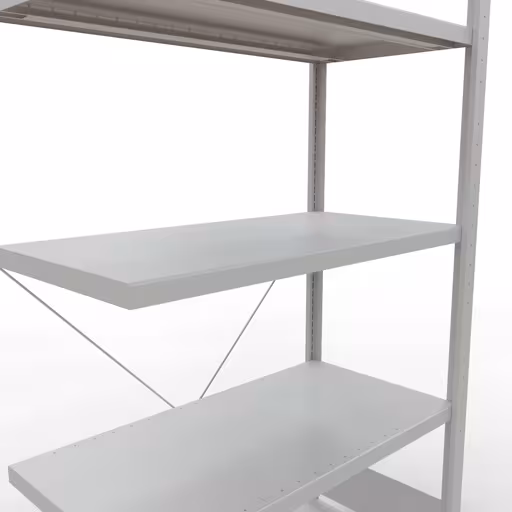 Anbauregal, Fachbodenregal Stecksystem MULTIplus330, 2000 x 1000 x 500 mm (HxBxT), 5 Fachböden, Kreuzstrebe, RAL 7035 lichtgrau von der Marke Schulte Lagertechnik aus der Produktreihe Stecksystem