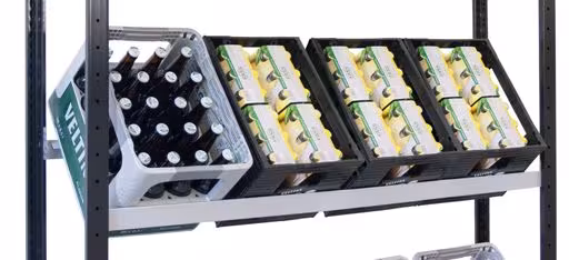 Grundregal, Getränkekistenregal 1800 x 1.300 x 300 mm (HxBxT), schwarz/silber, 3 Ebenen für 12 Getränkekisten von Schulte Lagertechnik aus der Kategorie Fachbodenregale