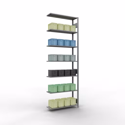 Abbildung Nr 11 des Artikels Anbauregal, Fachbodenregal Stecksystem MULTIplus85, 3000 x 1000 x 300 mm (HxBxT), 7 Fachböden, Längenriegel, verzinkt aus der Produktgruppe Stecksystem von der Marke Schulte Lagertechnik
