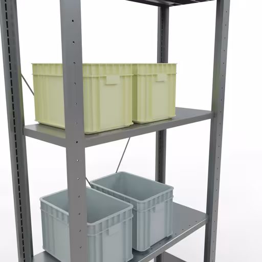 Grundregal, Fachbodenregal Stecksystem MULTIplus150, 2000 x 750 x 300 mm (HxBxT), 5 Fachböden, Kreuzstrebe, verzinkt aus der Kategorie Grundregal mit der GTIN 4004514204806 Grundregal, Fachbodenregal Stecksystem MULTIplus150, 2000 x 750 x 300 mm (HxBxT), 5 Fachböden, Kreuzstrebe, verzinkt von der Marke Schulte Lagertechnik aus der Produktreihe Stecksystem