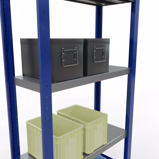 Abbildung Nr 15 des Artikels Grundregal, Fachbodenregal Stecksystem MULTIplus250, 2000 x 750 x 300 mm (HxBxT), 5 Fachböden, Längenriegel, RAL 5010 enzianblau/verzinkt/verzinkt aus der Produktgruppe Stecksystem von der Marke Schulte Lagertechnik