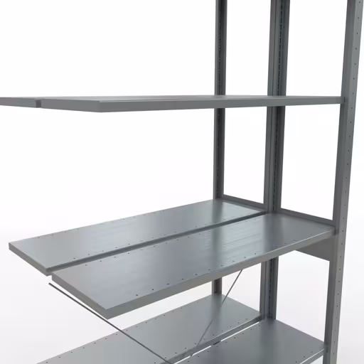 Abbildung Nr 12 des Artikels Anbauregal, Doppelregal, Fachbodenregal Stecksystem MULTIplus150, 2500 x 1000 x (2x300) mm (HxBxT), 2x6 Fachböden, Kreuzstrebe, verzinkt aus der Produktgruppe Fachbodenregale von der Marke Schulte Lagertechnik