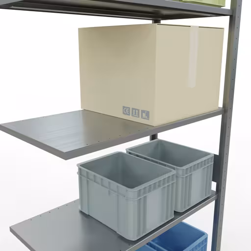 Anbauregal, Fachbodenregal Stecksystem MULTIplus150, 3000 x 1000 x 500 mm (HxBxT), 7 Fachböden, Längenriegel, verzinkt von der Marke Schulte Lagertechnik aus der Produktreihe Stecksystem