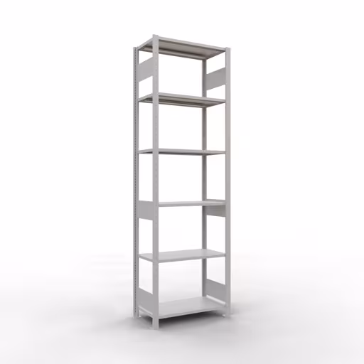 Produktbild Nr.12 des Artikels Grundregal, Fachbodenregal Stecksystem MULTIplus150, 2500 x 750 x 400 mm (HxBxT), 6 Fachböden, Längenriegel, RAL 7035 lichtgrau aus der Produktreihe Stecksystem von der Marke Schulte Lagertechnik