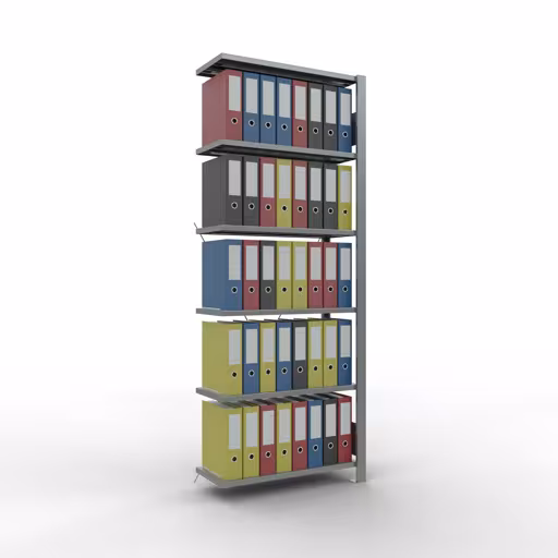 Produktbild Nr 11 des Artikels Anbauregal, Büro-Fachbodenregal Stecksystem MULTIplus85, 2000 x 750 x 300 mm (HxBxT), 6 Fachböden, Kreuzstrebe, verzinkt, ohne Anschlagleiste Abbildung Nr 11 des Artikels Anbauregal, Büro-Fachbodenregal Stecksystem MULTIplus85, 2000 x 750 x 300 mm (HxBxT), 6 Fachböden, Kreuzstrebe, verzinkt, ohne Anschlagleiste aus der Produktgruppe Büroregale von der Marke Schulte Lagertechnik