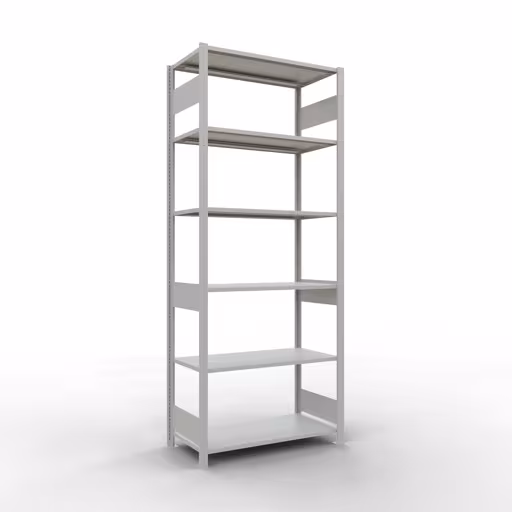 Grundregal, Fachbodenregal Stecksystem MULTIplus150, 2500 x 1000 x 500 mm (HxBxT), 6 Fachböden, Längenriegel, RAL 7035 lichtgrau aus der Kategorie Grundregal mit der Artikelnummer 32651-LR