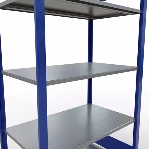 Abbildung Nr 12 des Artikels Grundregal, Fachbodenregal Stecksystem MULTIplus85, 2000 x 1000 x 600 mm (HxBxT), 5 Fachböden, Längenriegel, RAL 5010 enzianblau aus der Produktgruppe Stecksystem von der Marke Schulte Lagertechnik