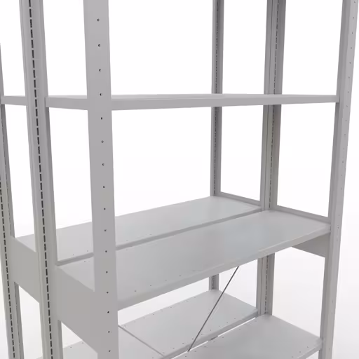 Abbildung Nr 11 des Artikels Grundregal, Doppelregal, Fachbodenregal Stecksystem MULTIplus150, 2500 x 1000 x (2x300) mm (HxBxT), 2x6 Fachböden, Kreuzstrebe, RAL 7035 lichtgrau aus der Produktgruppe Fachbodenregale von der Marke Schulte Lagertechnik