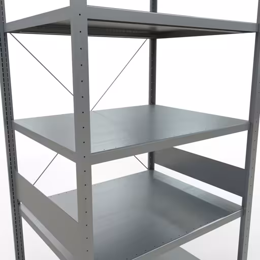 Grundregal, Fachbodenregal Stecksystem MULTIplus330, 3000 x 1000 x 800 mm (HxBxT), 7 Fachböden, Kreuzstrebe, verzinkt von Schulte Lagertechnik mit der Artikelnr. 13982
