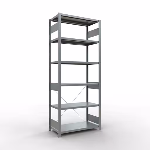 Grundregal, Fachbodenregal Stecksystem MULTIplus250, 2500 x 1000 x 500 mm (HxBxT), 6 Fachböden, Kreuzstrebe, verzinkt aus der Kategorie Grundregal mit der Artikelnummer 12951