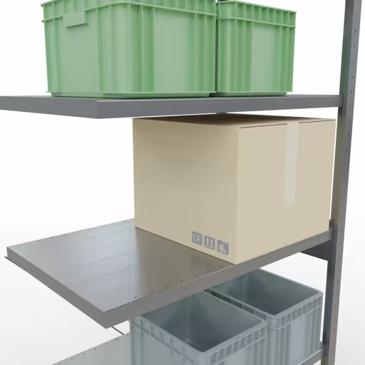 Anbauregal, Fachbodenregal Stecksystem MULTIplus250, 2500 x 1000 x 600 mm (HxBxT), 6 Fachböden, Kreuzstrebe, verzinkt von Schulte Lagertechnik aus der Kategorie Stecksystem