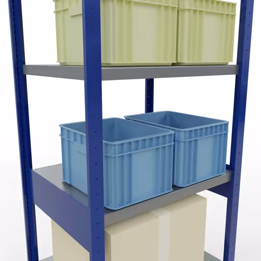 Produktbild Nr 15 des Artikels Grundregal, Fachbodenregal Stecksystem MULTIplus250, 2500 x 750 x 600 mm (HxBxT), 6 Fachböden, Längenriegel, RAL 5010 enzianblau/verzinkt/verzinkt Abbildung Nr 15 des Artikels Grundregal, Fachbodenregal Stecksystem MULTIplus250, 2500 x 750 x 600 mm (HxBxT), 6 Fachböden, Längenriegel, RAL 5010 enzianblau/verzinkt/verzinkt aus der Produktgruppe Stecksystem von der Marke Schulte Lagertechnik