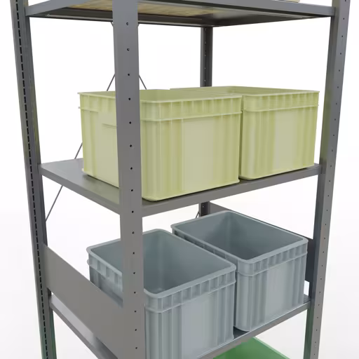 Produktbild Nr.11 des Artikels Grundregal, Fachbodenregal Stecksystem MULTIplus150, 3000 x 750 x 600 mm (HxBxT), 7 Fachböden, Kreuzstrebe, verzinkt aus der Produktreihe Stecksystem von der Marke Schulte Lagertechnik